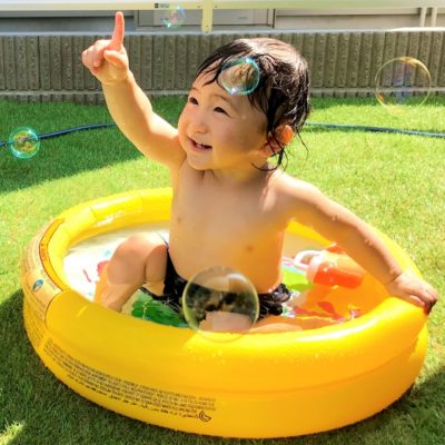 水遊び 0歳児 シャボン玉